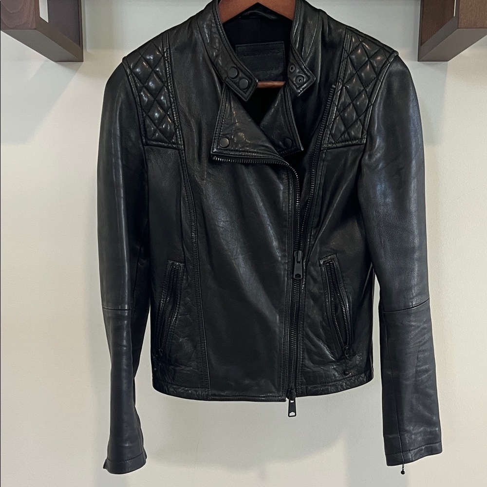 All Saints Black Leather Biker Jacket